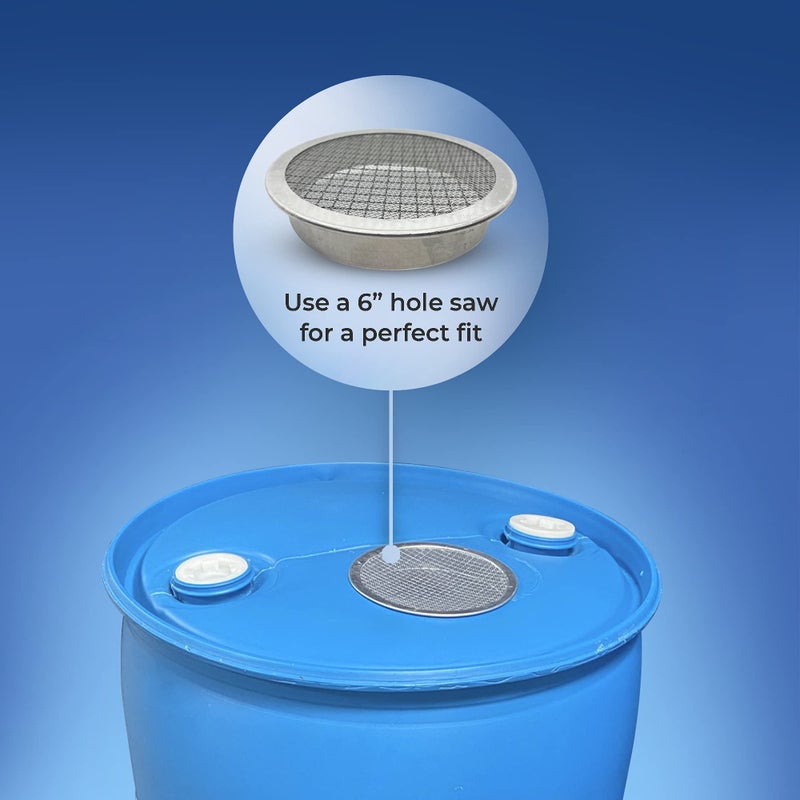 EarthMinded Rain Barrel Screen: 6 inch Round Double Screen Aluminum Does NOT fit IBC Tote - Image 3